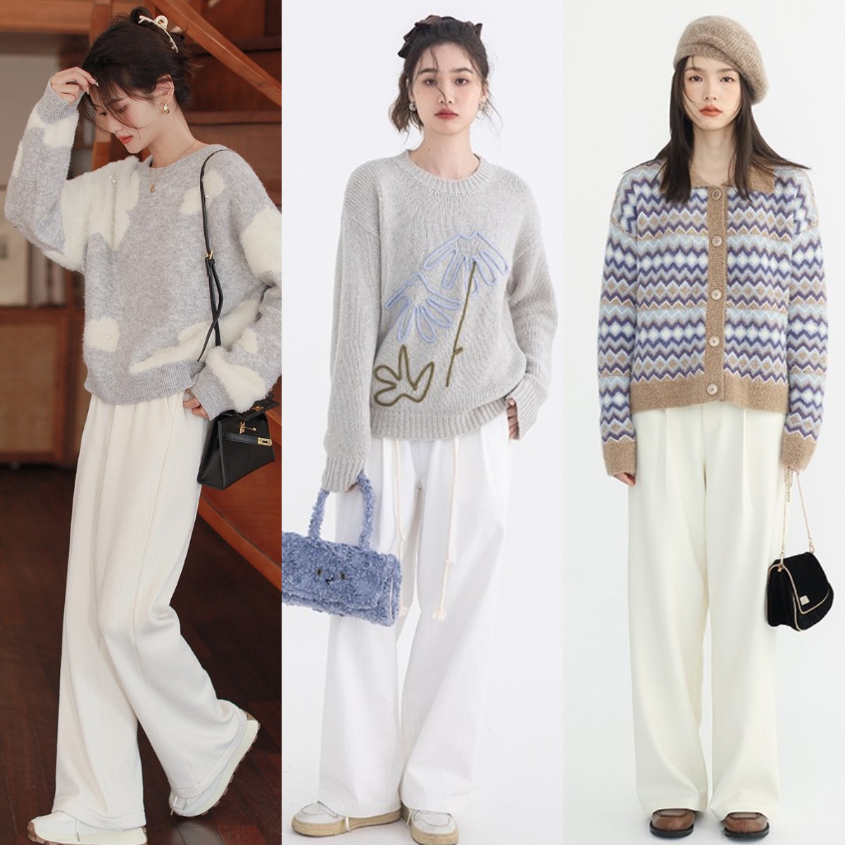 冬天白色裤子配什么颜色上衣好看,冬天穿的白色阔腿长裤配什么大衣