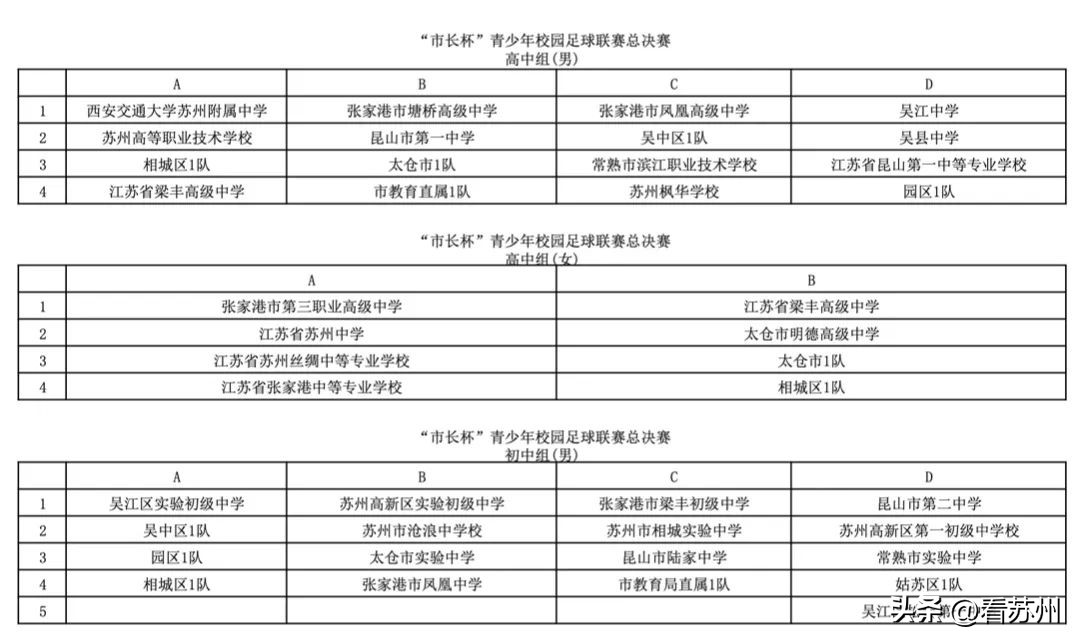 青少年校园足球联赛赛程表,苏州市长杯足球初中组赛程
