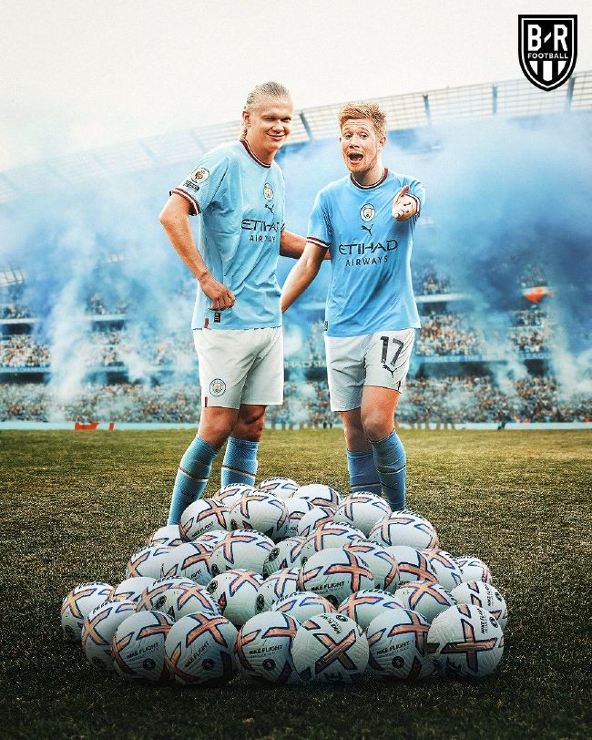 哈兰德赛后德布劳内一脚踢飞球,德布劳内晒与哈兰德合照