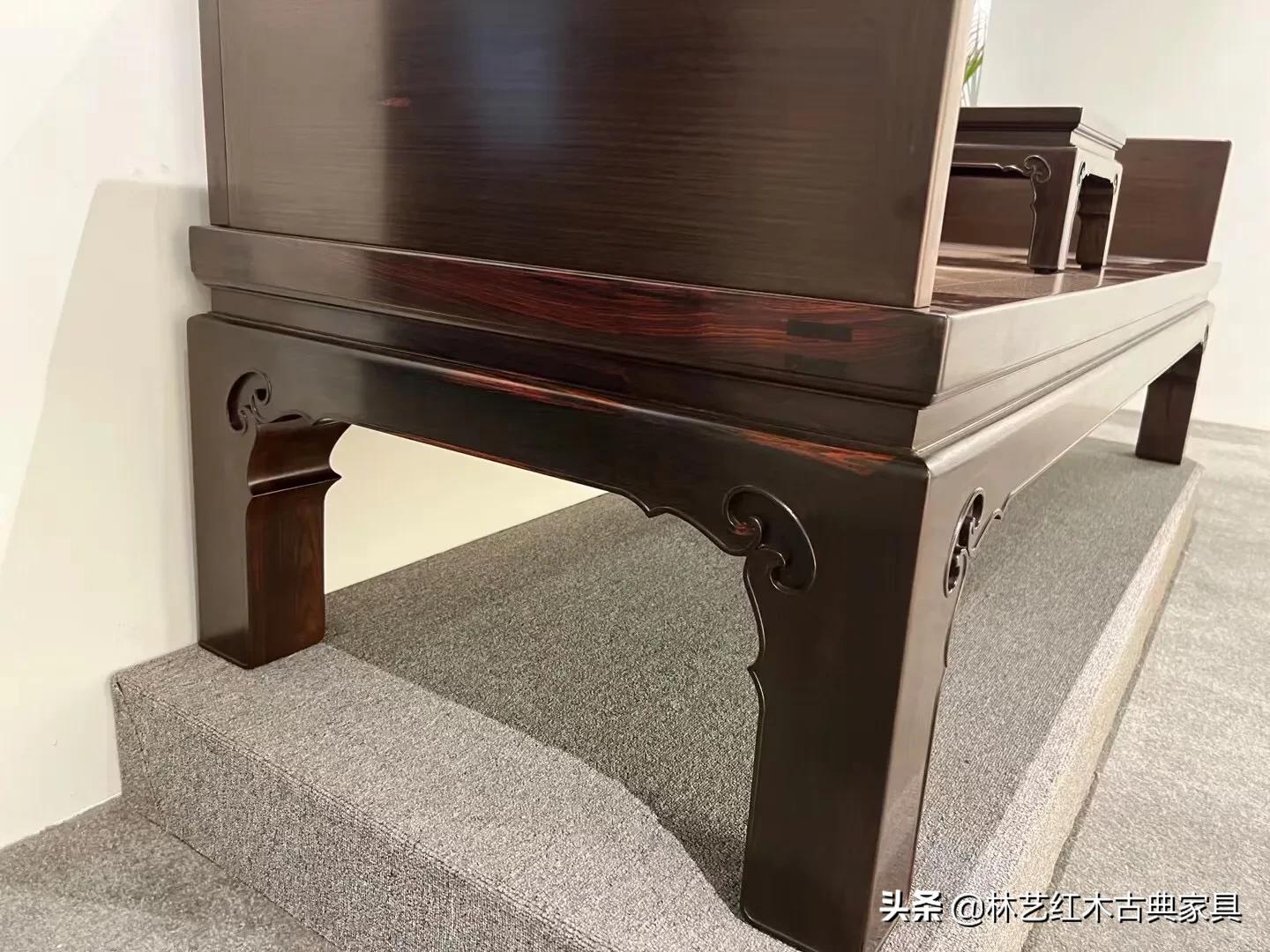 酸枝明式三围独板罗汉床,老挝大红酸枝罗汉床价格