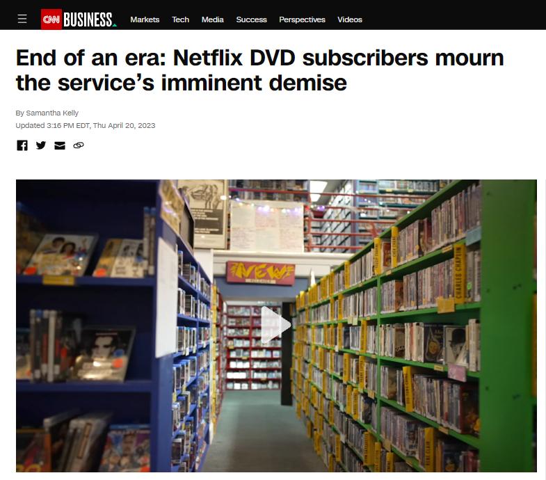 【聚焦】25年后Netflix结束DVD租赁业务，CNN惊呼“一个时代的终结”