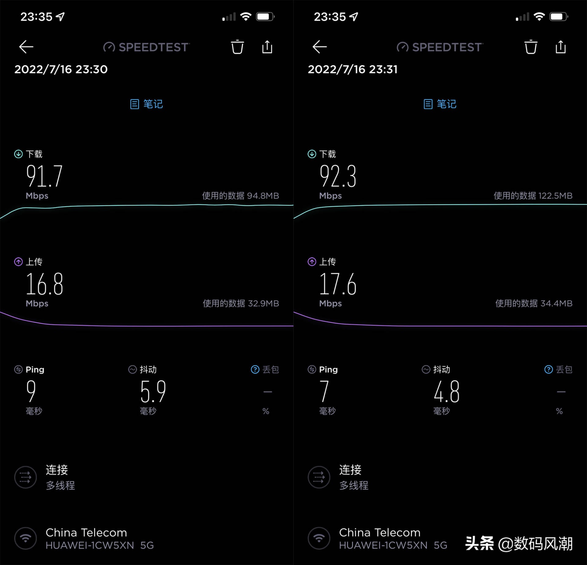 华为q6子母路由器网速测试,华为q6路由器5G有效距离
