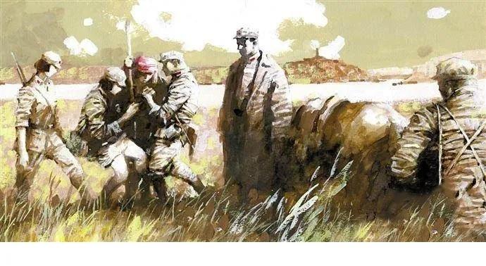 红军长征过草地插画,红军过草地画赏析