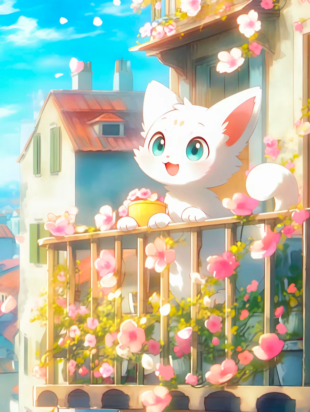 猫咪高清壁纸4k全屏60帧,萌萌哒粉色花篮里的猫咪图片壁纸