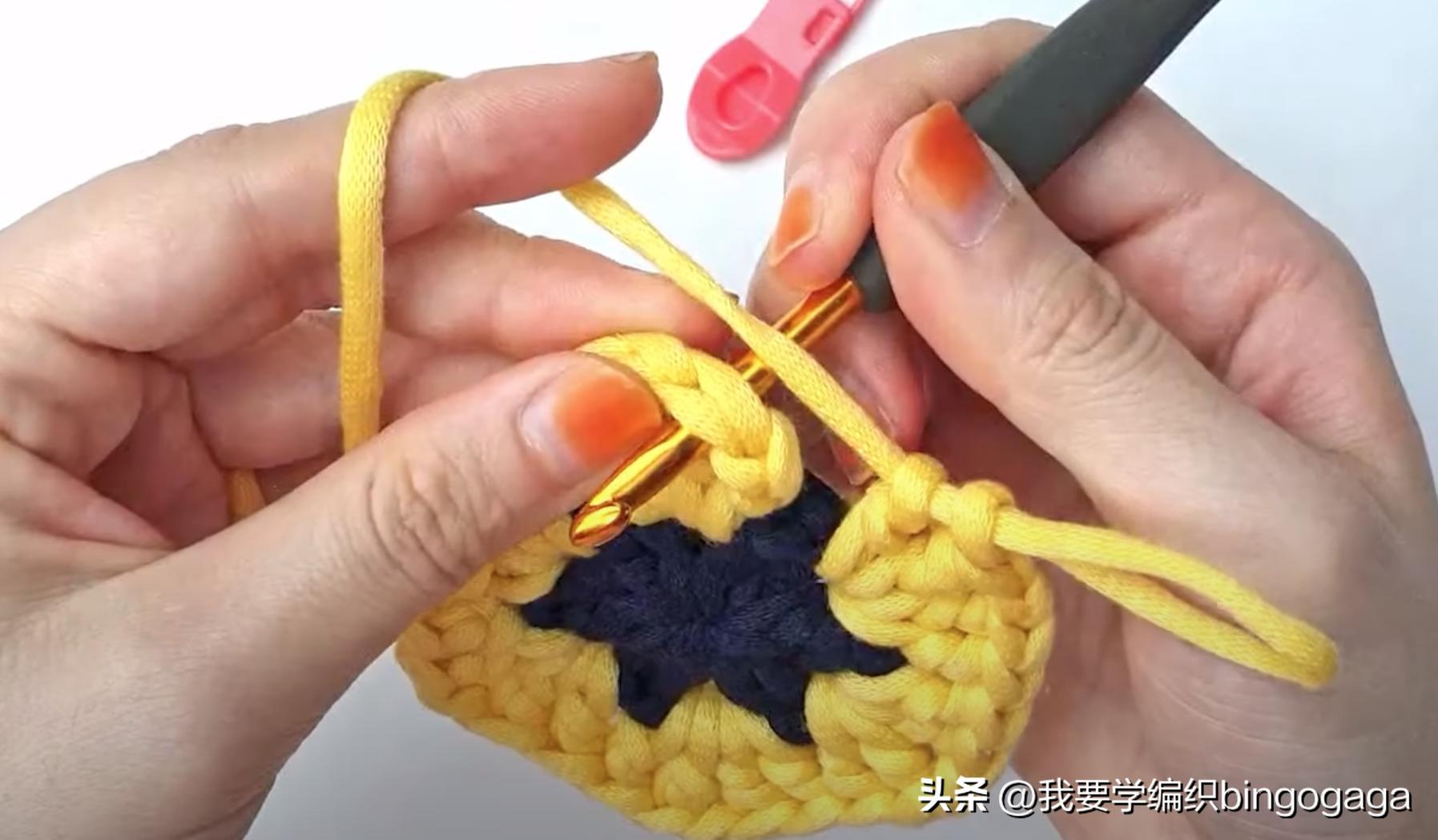 祖母方格小包包拼接编织教程,方形镂空小花包编织教程