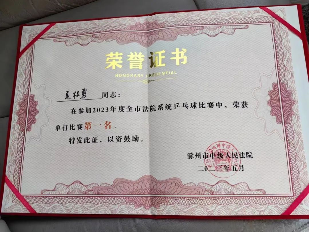 江苏省运动会乒乓球金牌,在市级乒乓球比赛中获得二等奖