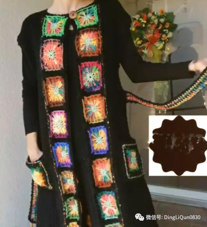 针织开衫作品,带帽针织衫开衫外套彩线