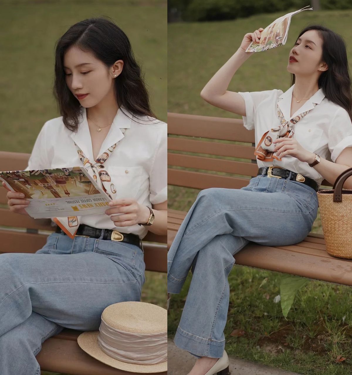 直筒裤高腰显瘦阔腿裤怎么搭配,入夏宽松阔腿裤