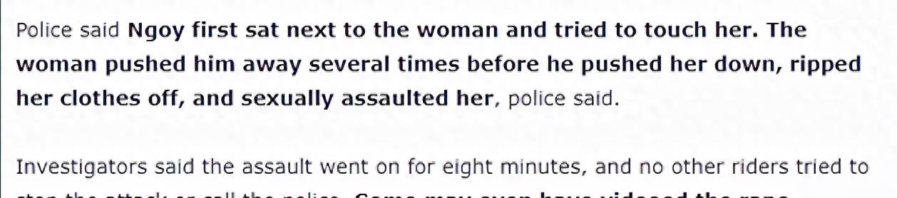 回顾害怕！女生在美国地铁被性侵，周围乘客无奈将视频发布到网上