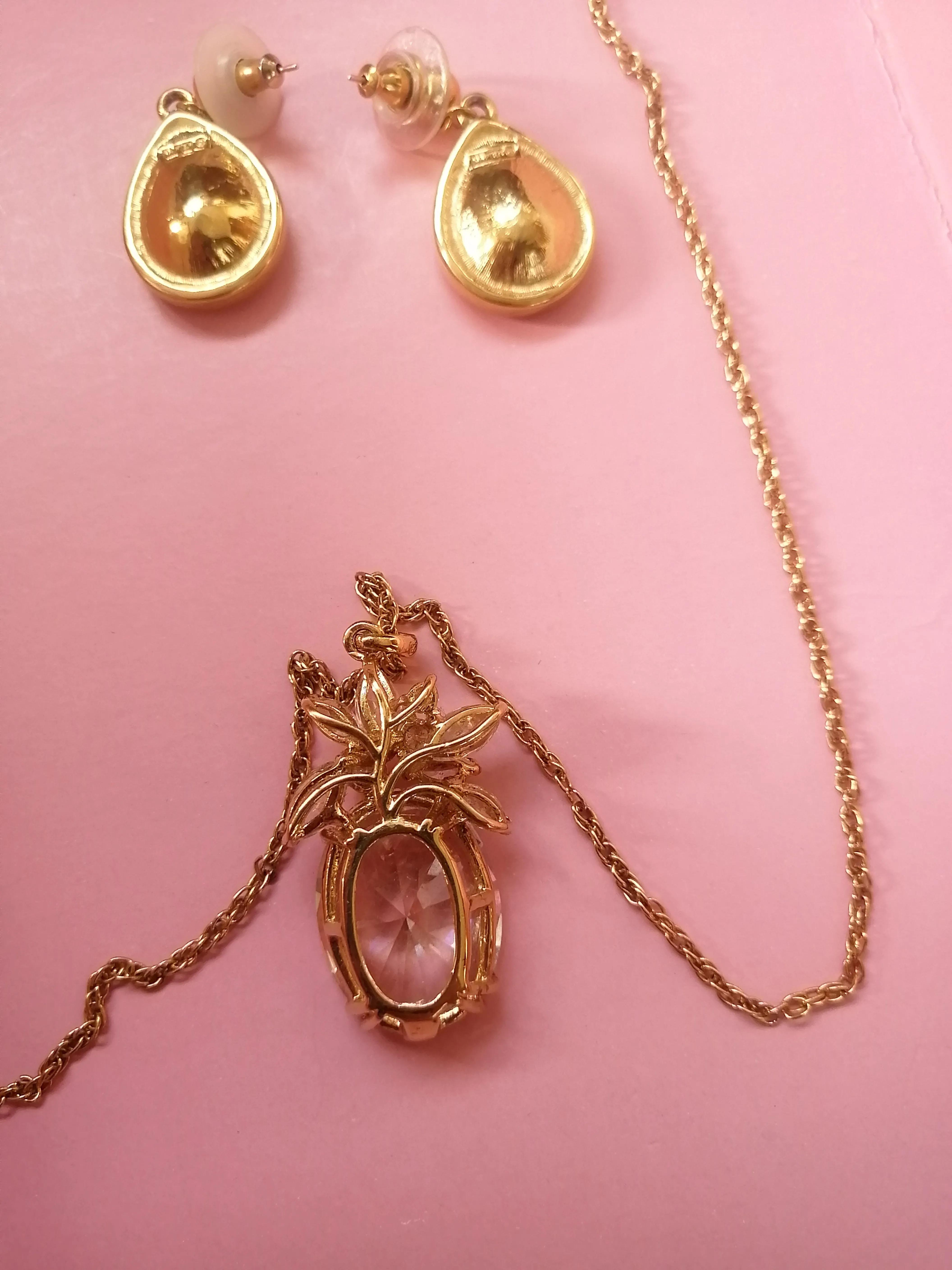 一套珍珠项链耳钉,天然珍珠项链耳环两件套正品