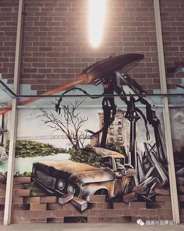 超震撼的墙绘,有视觉冲击感极简的墙绘