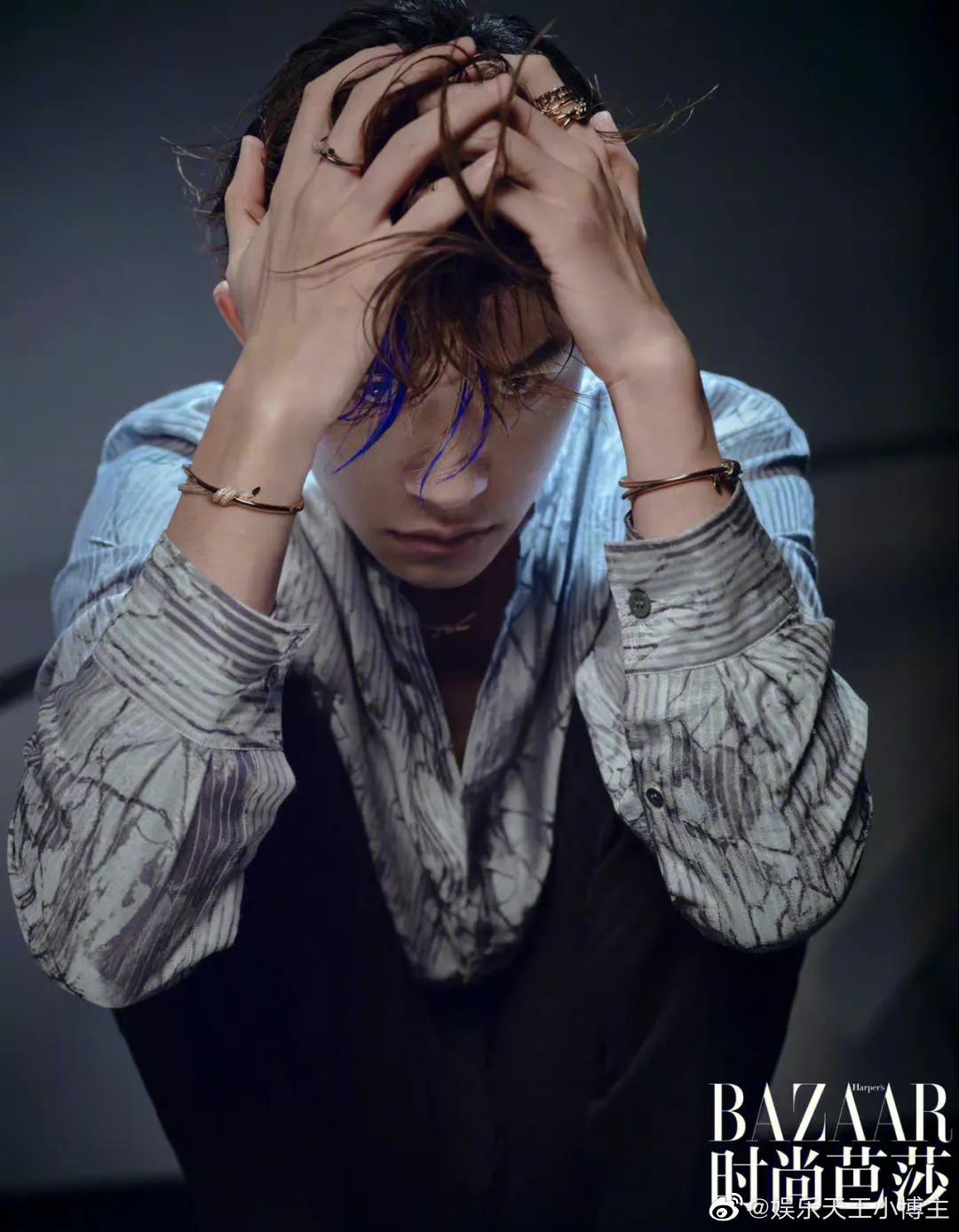 时尚芭莎肖战银发造型高清,肖战登时尚芭莎封面人物