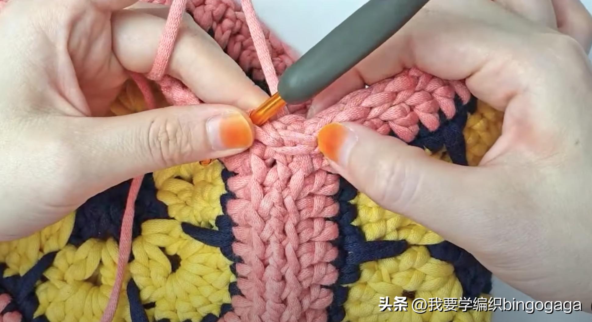 祖母方格小包包拼接编织教程,方形镂空小花包编织教程