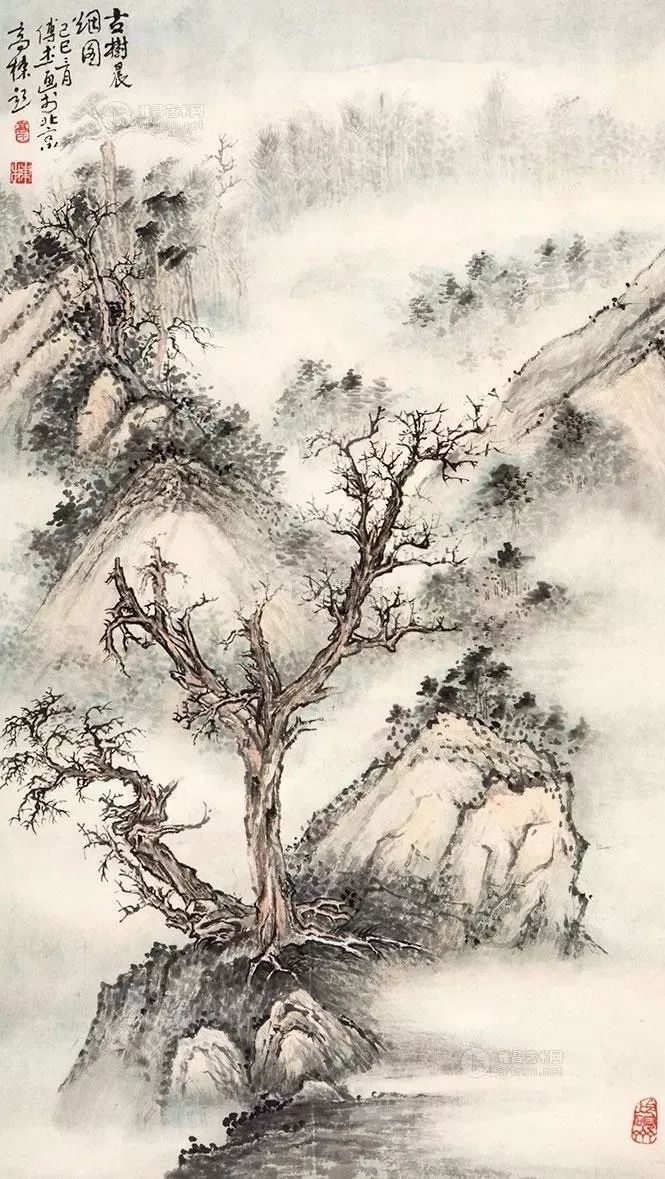 山水画入门临摹作品,山水画入门线条练习