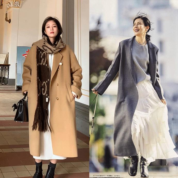 95后沪漂宝妈穿搭大衣半裙好看,气质红条纹衬衫裙适合多大年龄穿