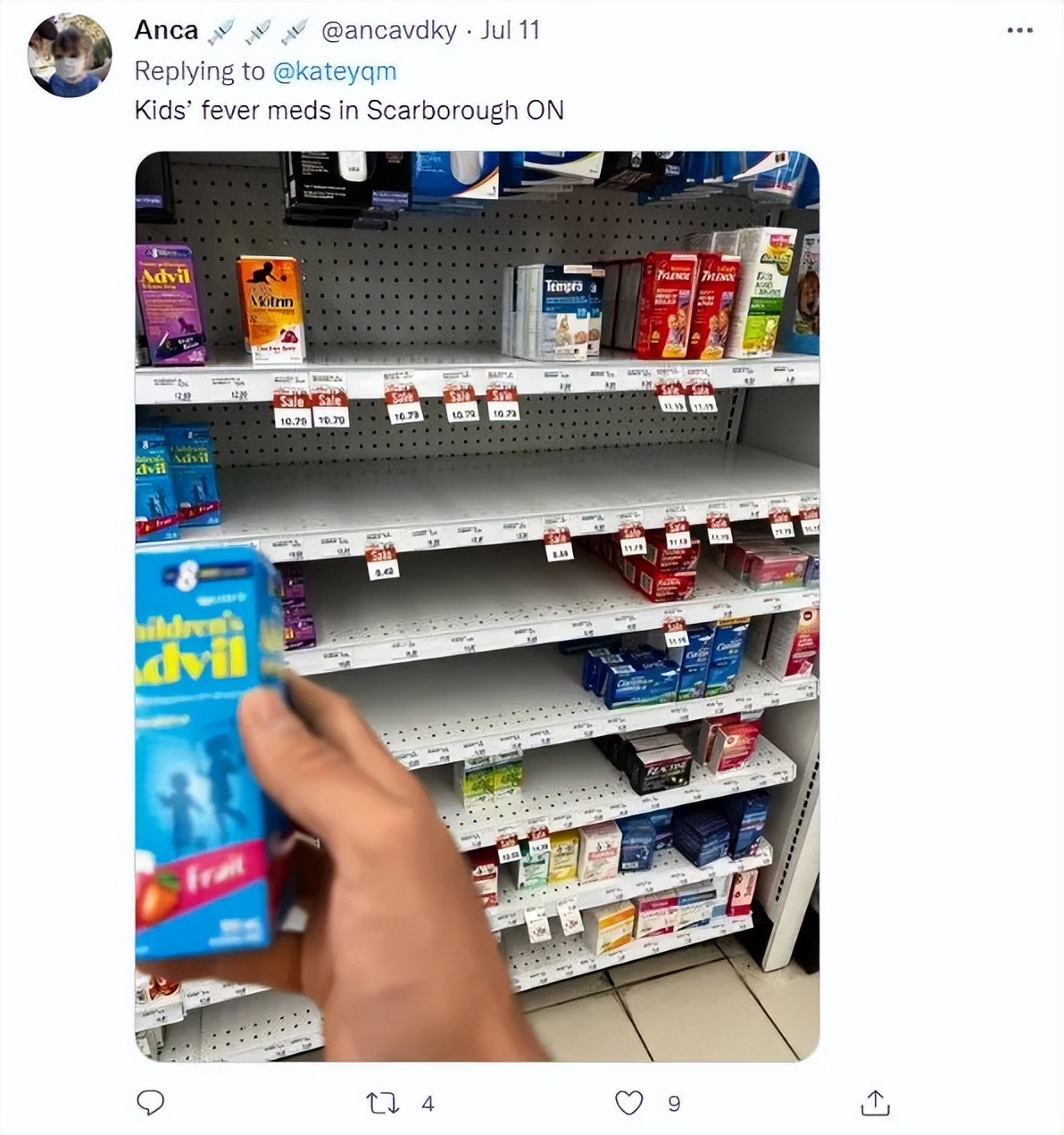 多伦多Shoppers药品被扫空！华人急坏：退烧药、止咳药买不到了