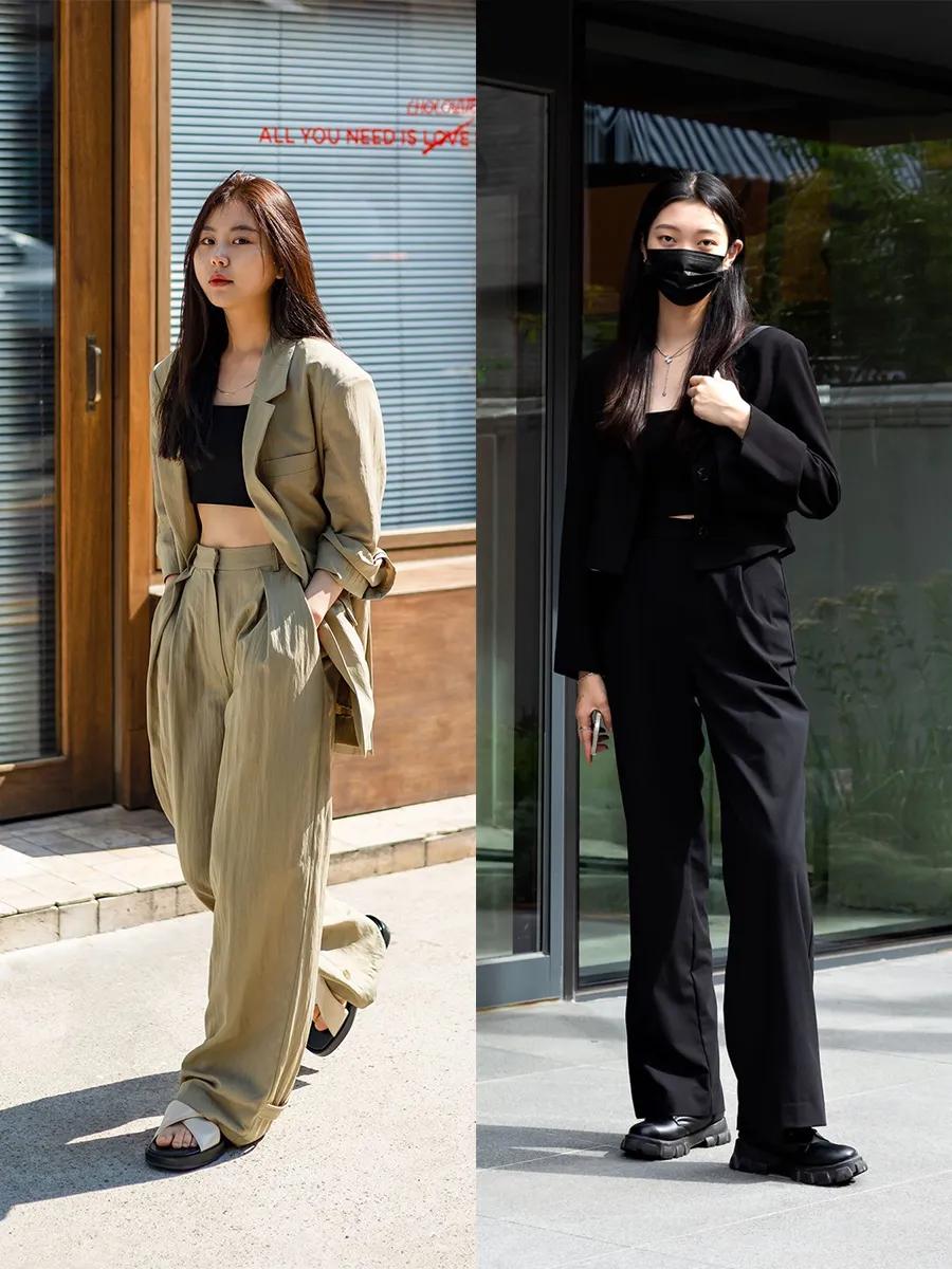 西装外套秋冬时尚街拍,冬季西装外套韩系穿搭推荐