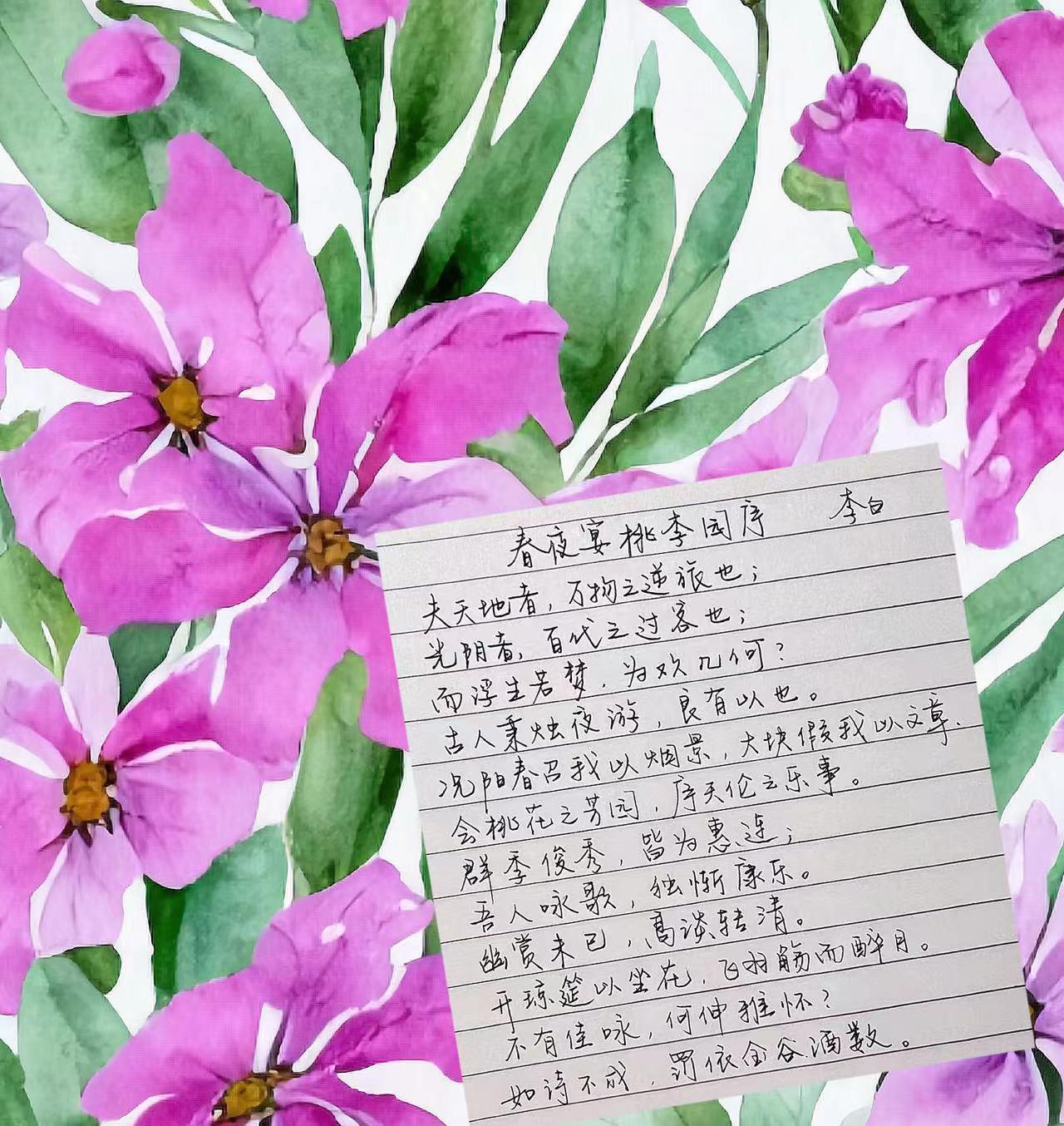 春夜宴诸从弟桃李园序,春夜宴夜游桃李园