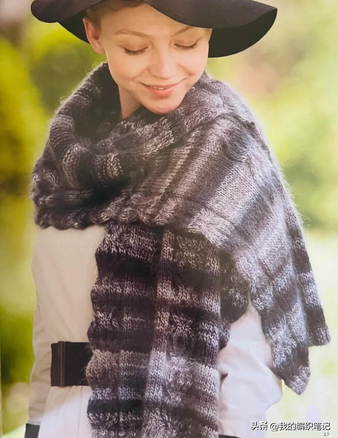 双面一样的棒针花样围巾,棒针长披肩围巾