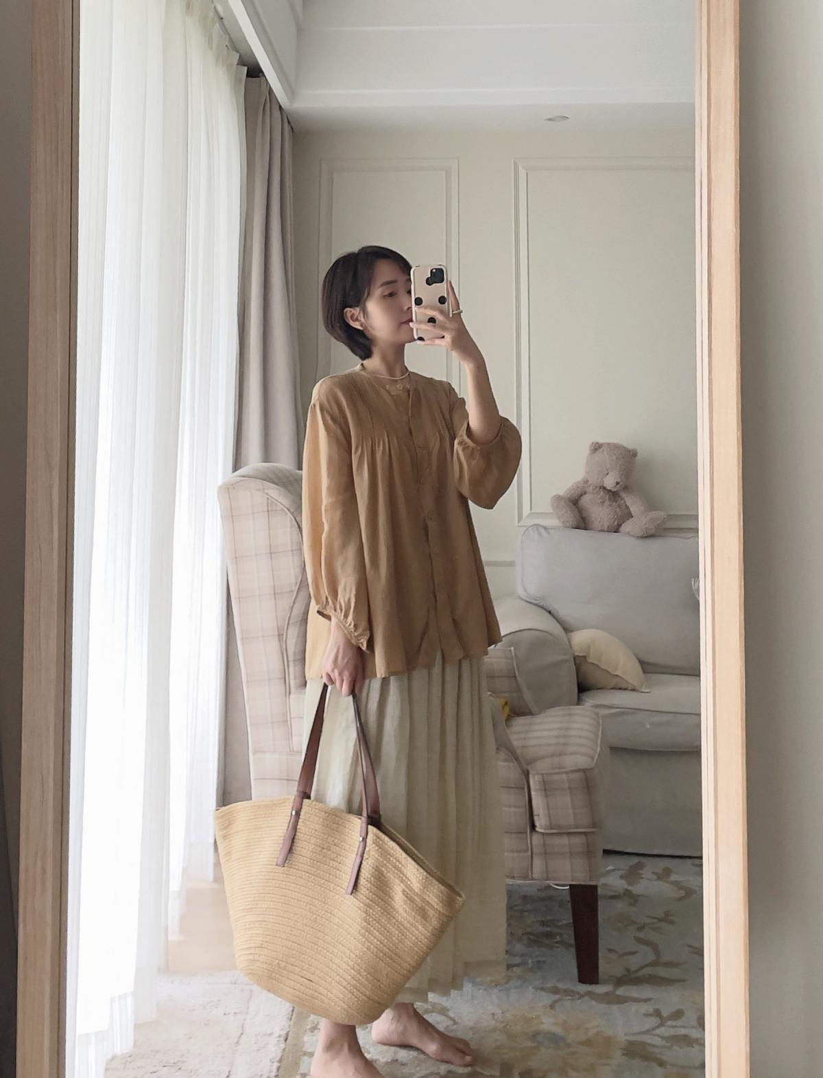 格子衬衣穿搭牛仔半裙女秋冬,衬衫半裙高级气质又有女人味