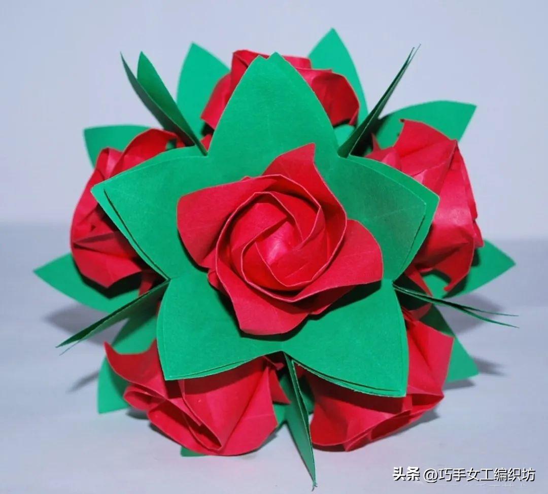 一张纸就能叠着的玫瑰,一张纸能折的红玫瑰花
