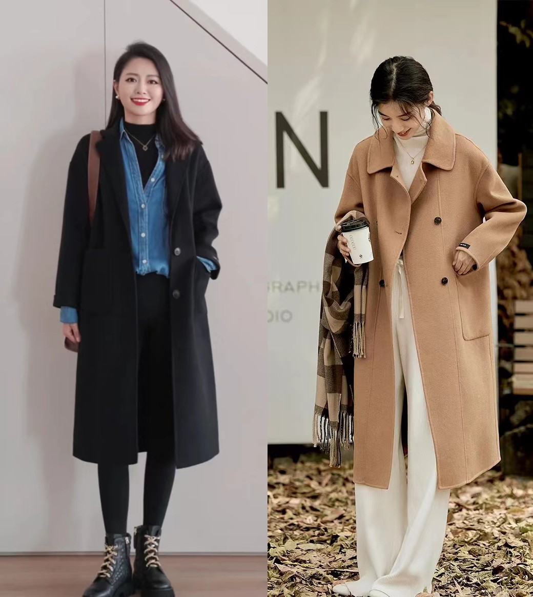 双面呢大衣能搭直筒牛仔裤吗,大衣搭配工装裤子