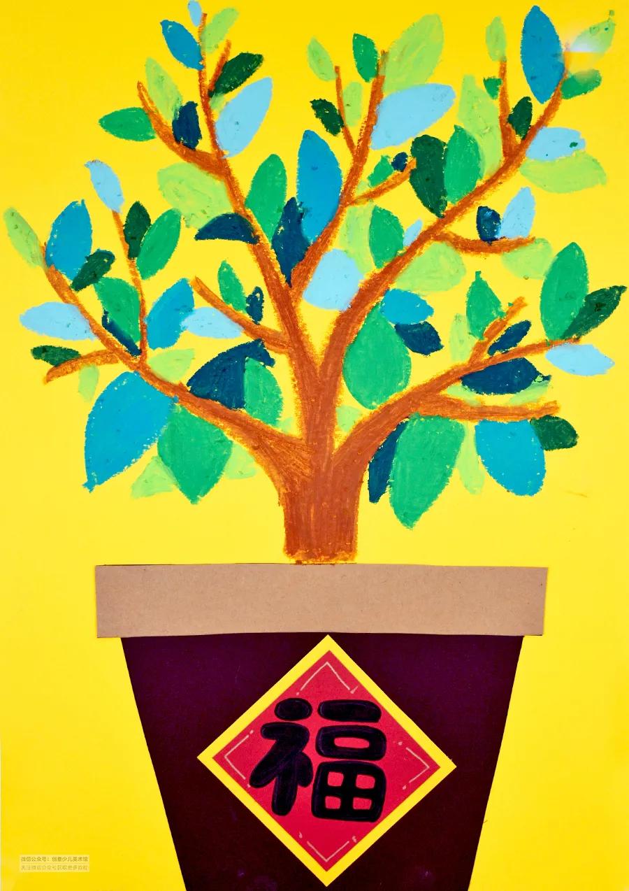 幼儿园儿童画新年主题线描画,幼儿园中班新年儿童画