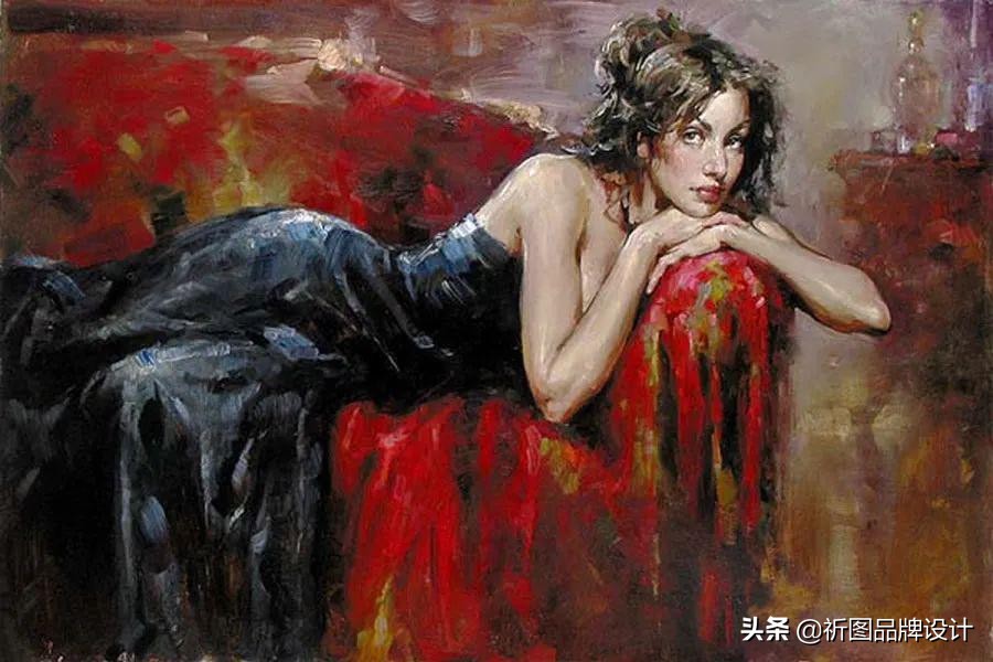 奔放狂野的舞者被安德鲁用画笔表现出来，腰窝突显的美背人体油画