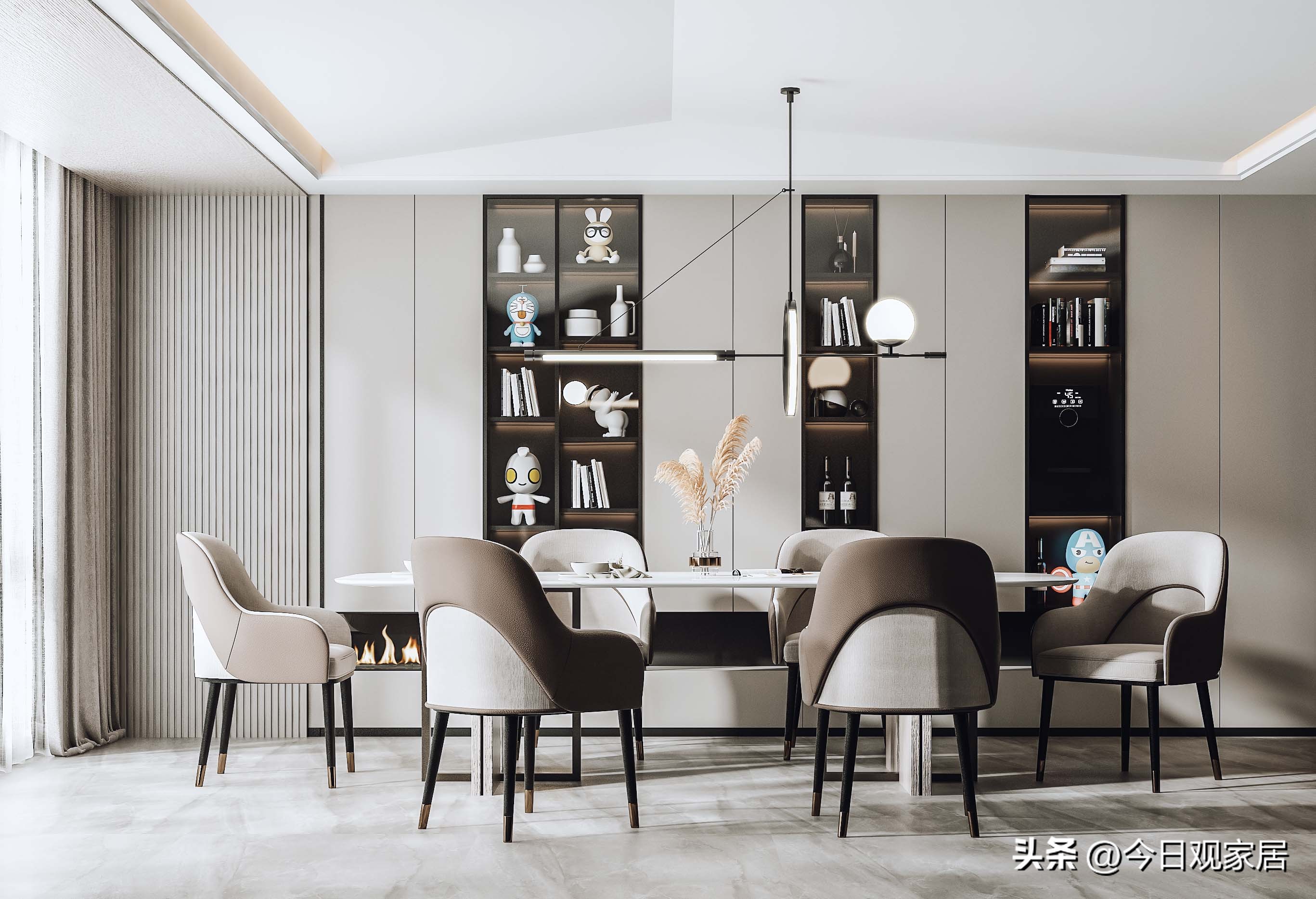 餐厅大圆桌桌面布置创意图片,特色餐厅设计风格大全