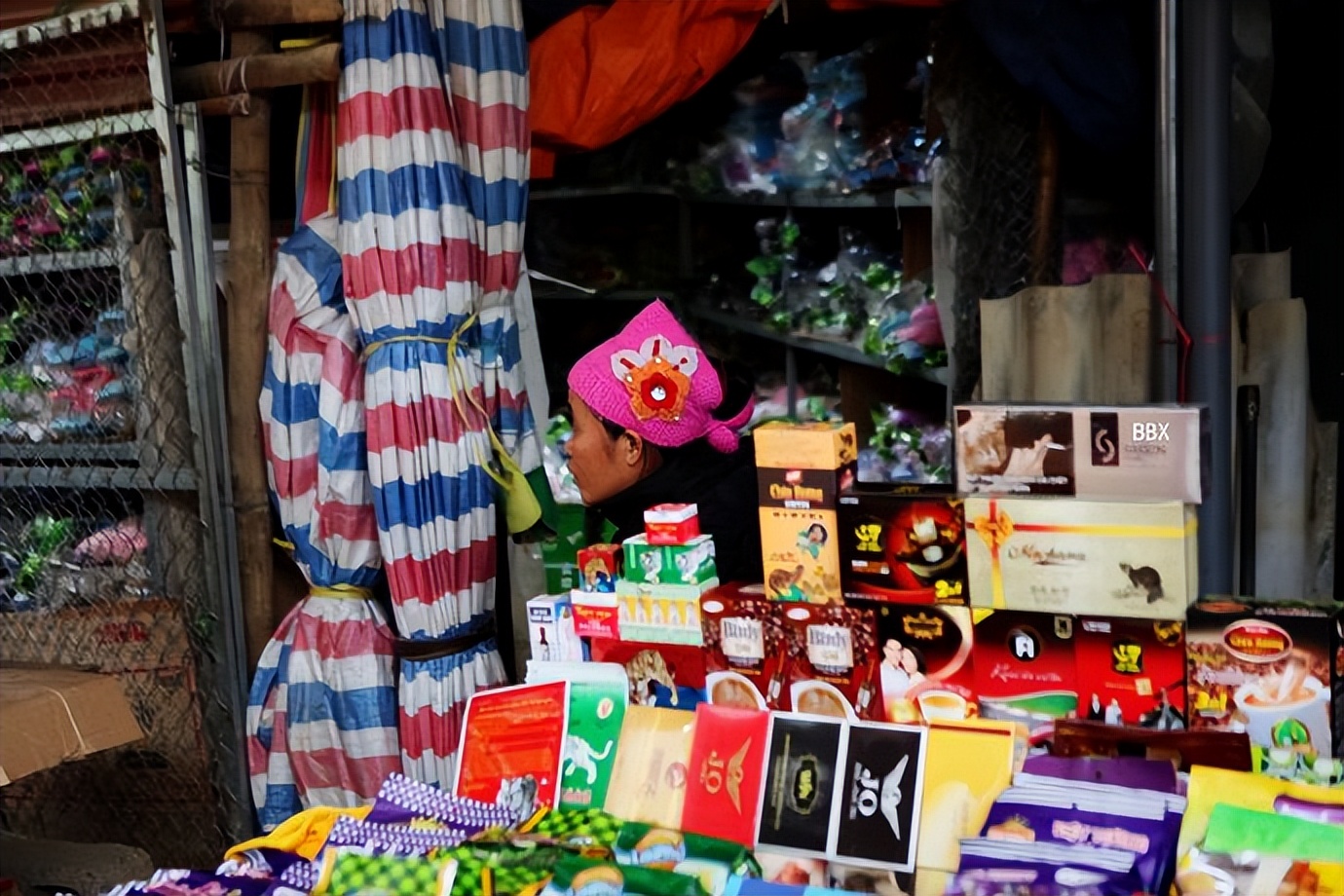 中越边境越南的露天集市,高平集市