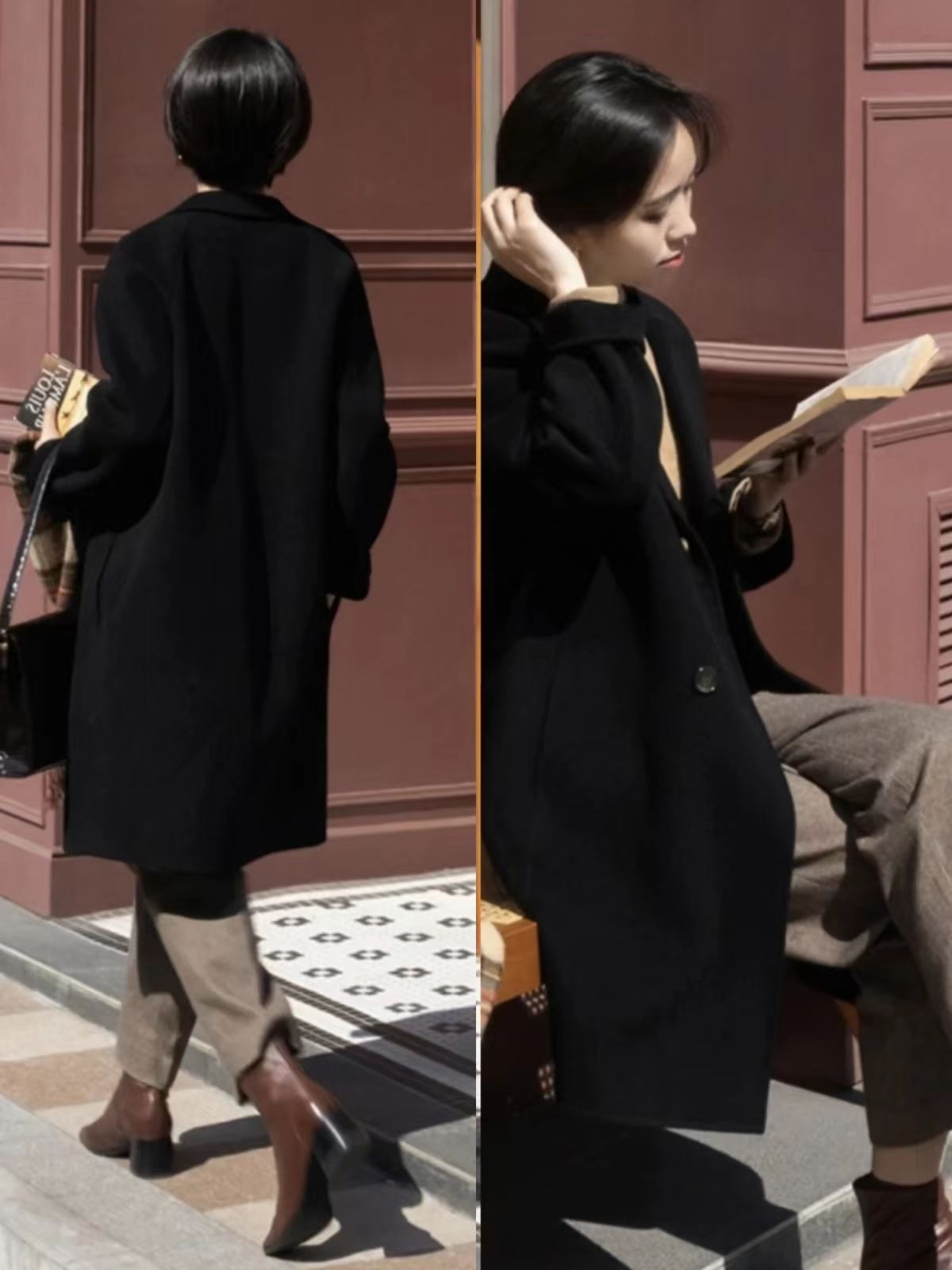 穿黑色大衣怎么搭配好看,穿黑色大衣怎么搭配高冷发型