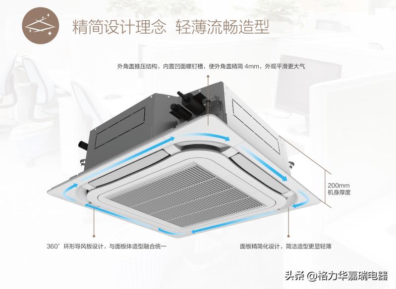 格力冷暖两用中央空调设计,吸顶机八面和四面出风尺寸