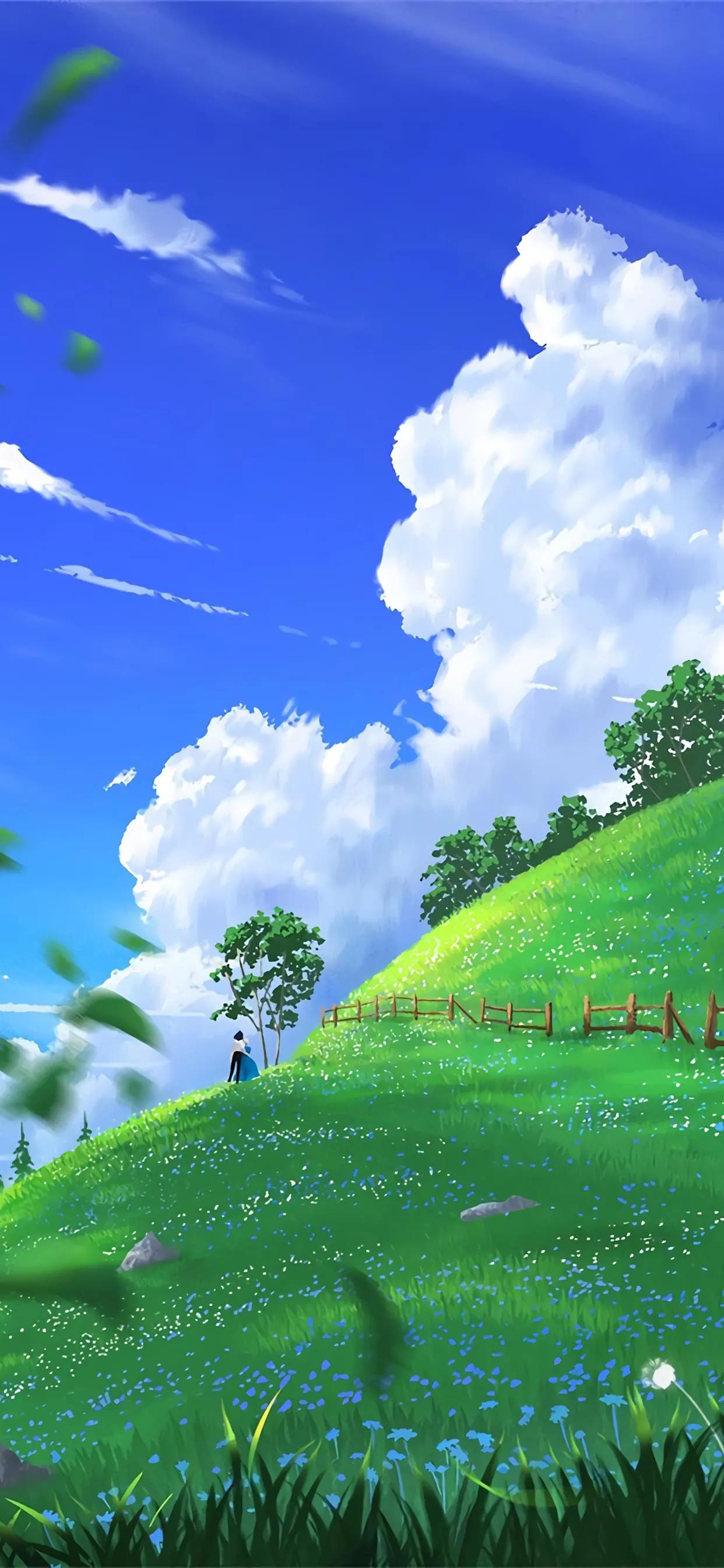 萌图100张可爱壁纸,春日海边小镇壁纸插画