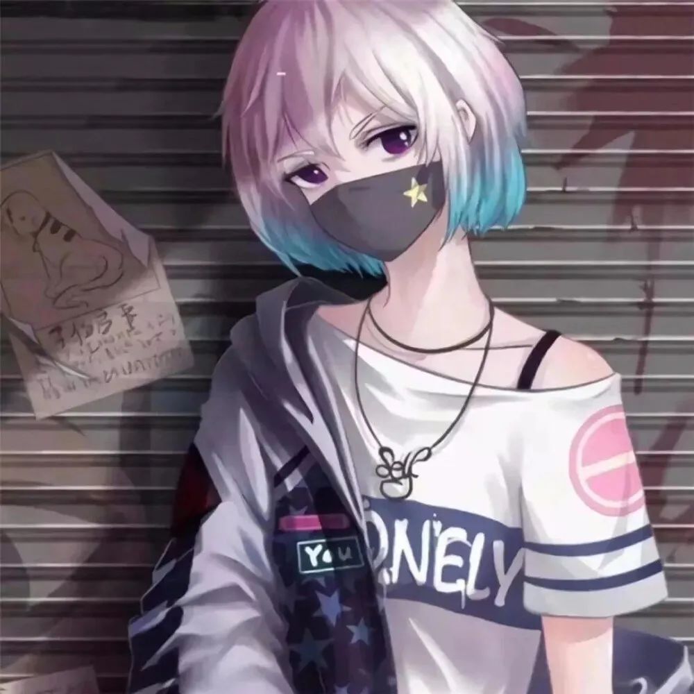 戴口罩情侣图片头像一对,戴帽子和口罩情侣头像黑白动漫