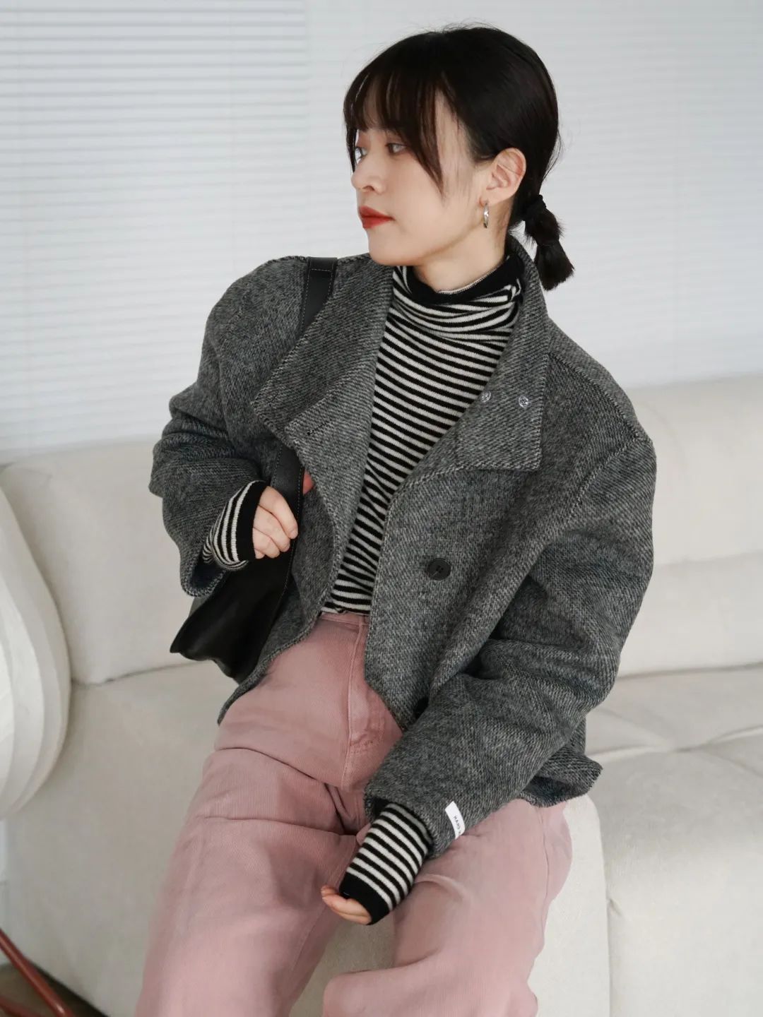 小个子拼接毛衣棉服最新款时髦,秋冬慵懒毛衣棉服内搭