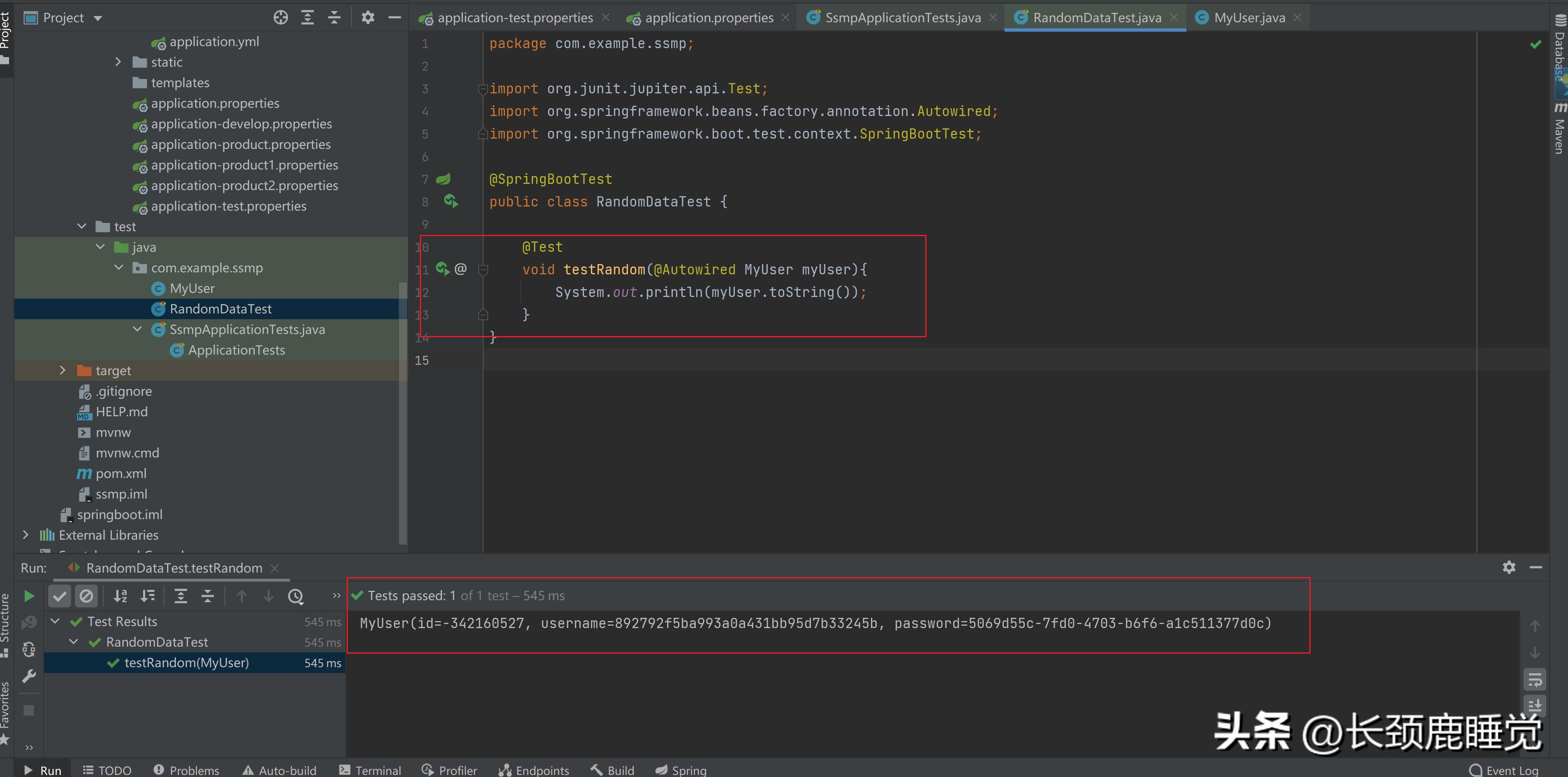 springboot生成随机用户名,springboot分析单元测试耗时