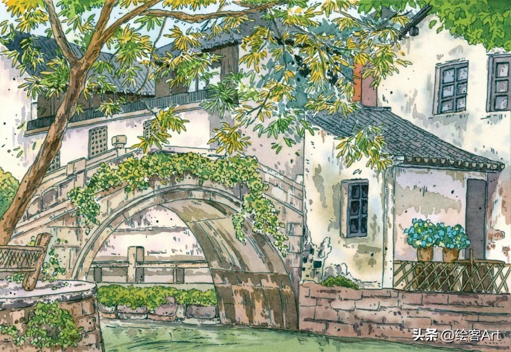 钢笔淡彩如何有色彩练习,钢笔淡彩用什么方法上色