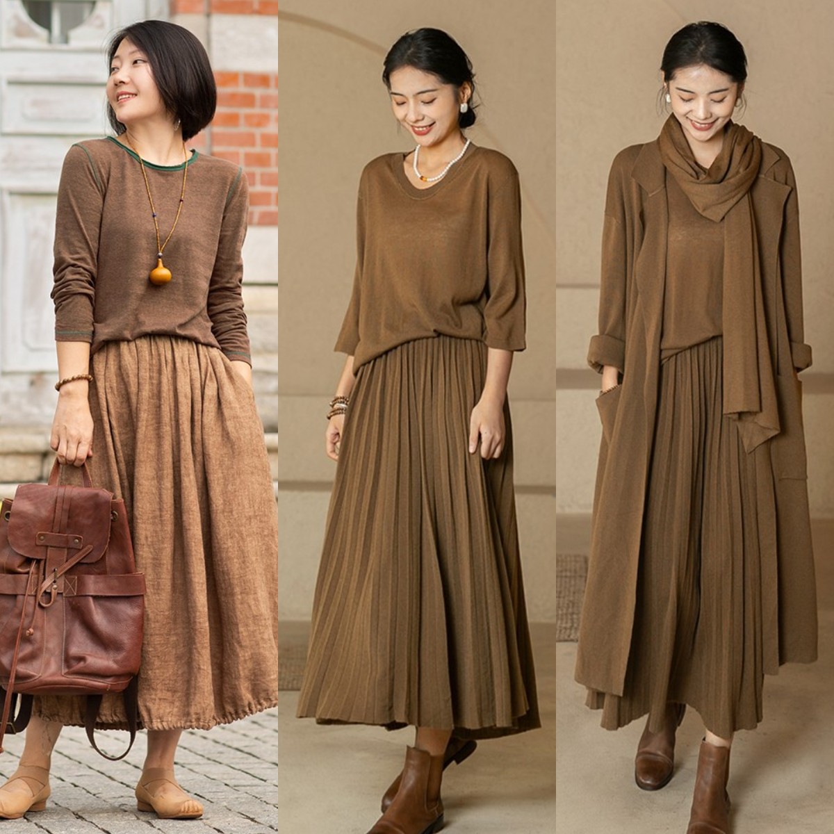 微胖半身裙春秋季显瘦穿搭,直筒半身裙穿搭微胖