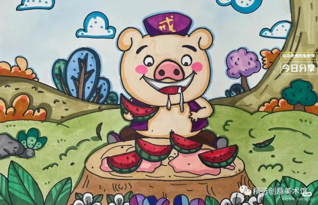 马克笔画儿童故事插画图,儿童简单马克笔绘画创意3-6岁