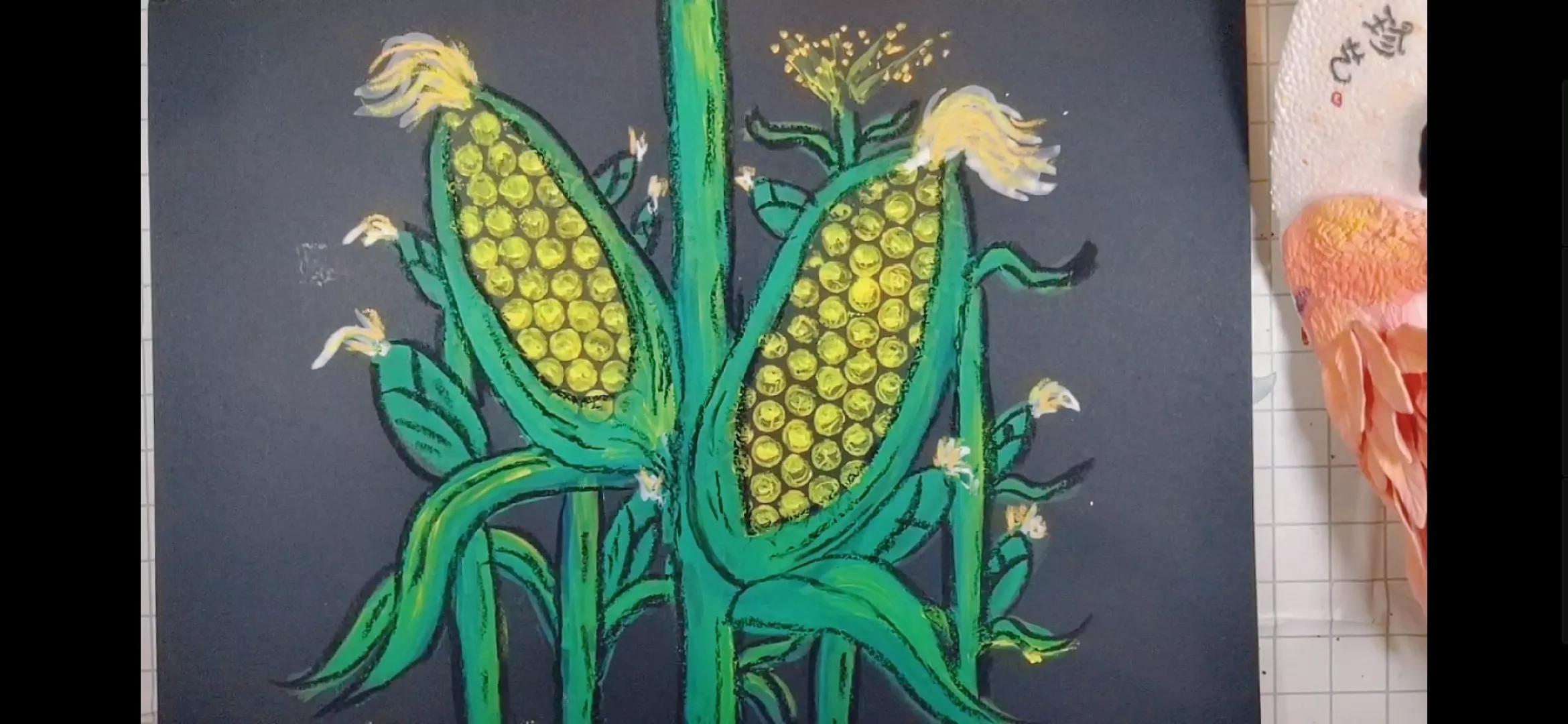 泡泡纸创意手工玉米,胶棒和彩纸做的简单的玉米手工