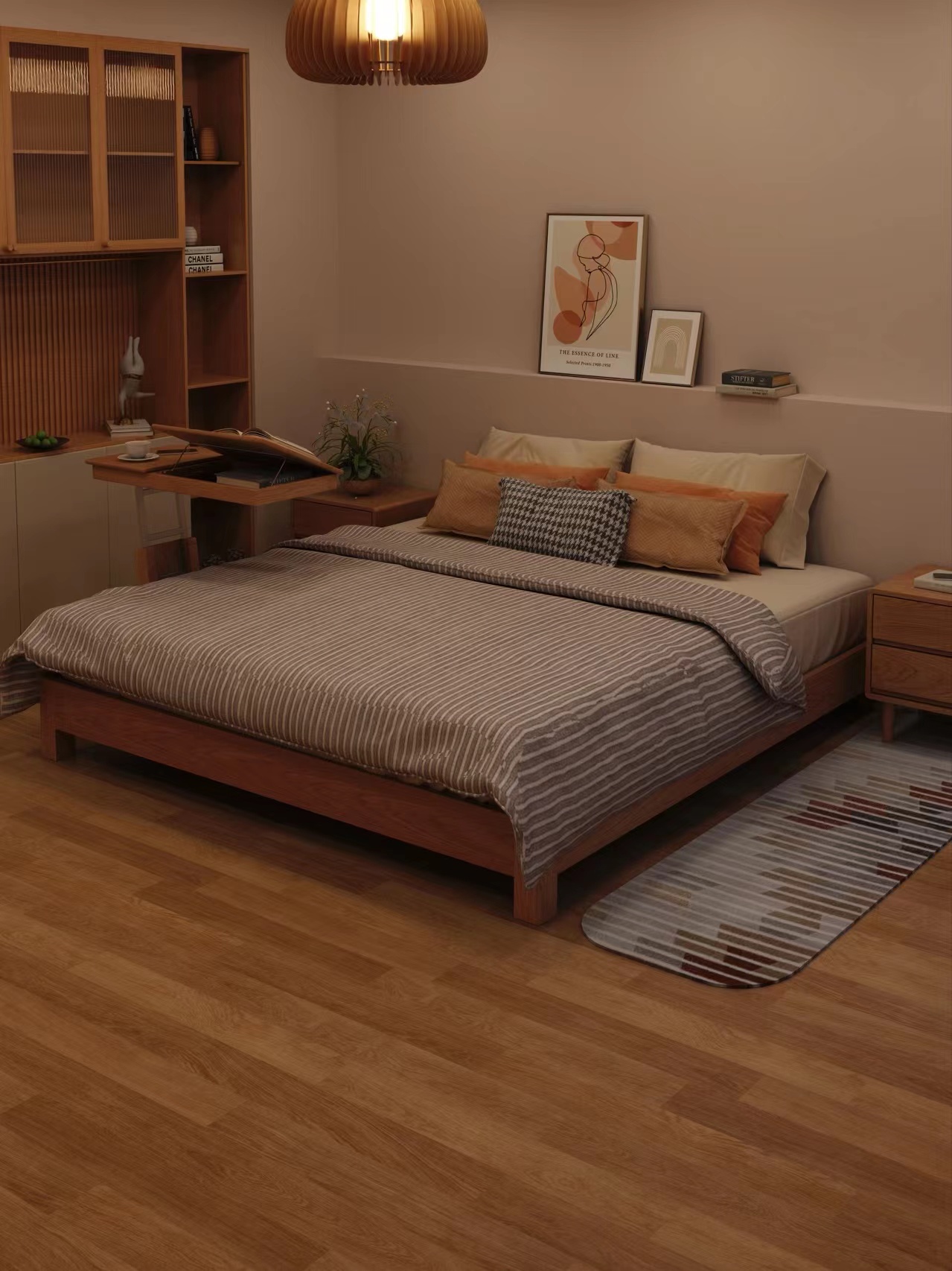 无床头全实木床,无床头极简实木床