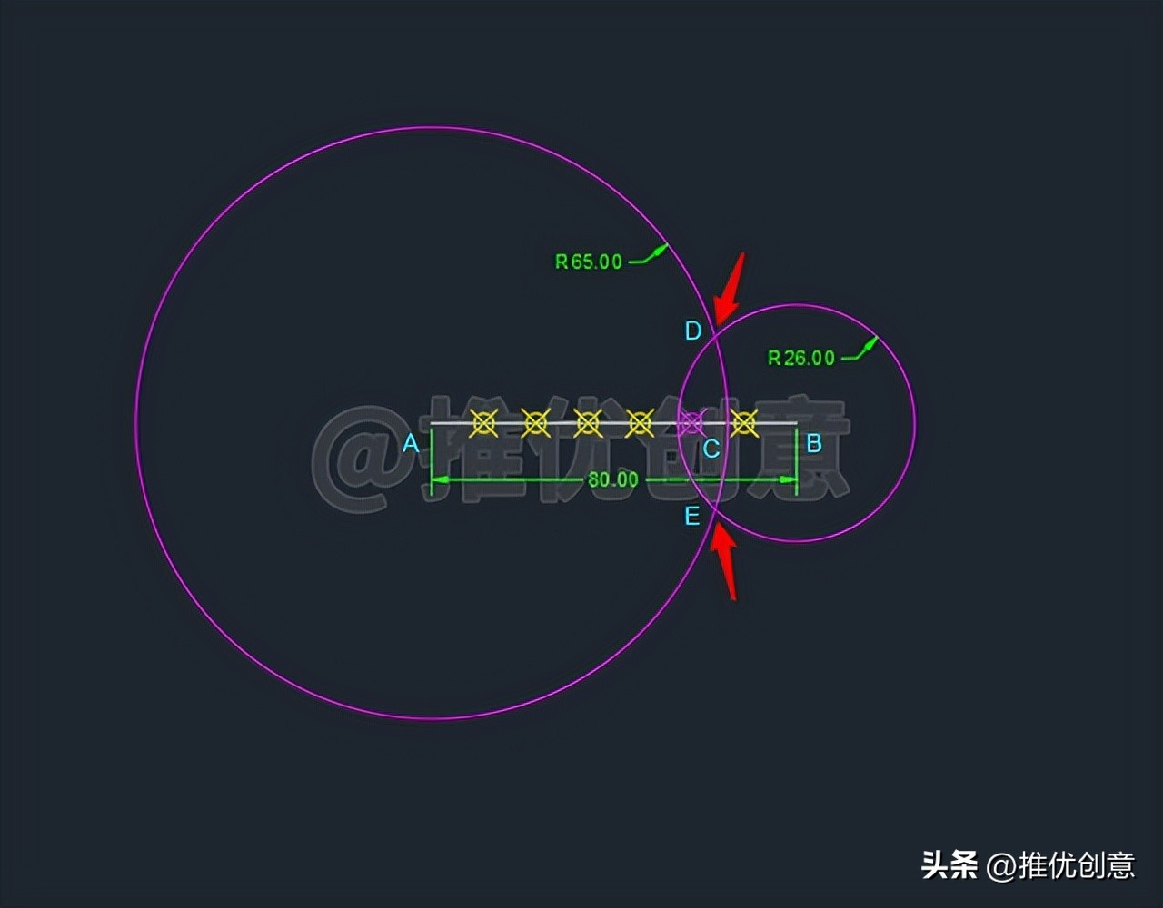 阿氏圆绘图实例教程（二）阿波罗尼斯圆autocadcad教学CAD练习题