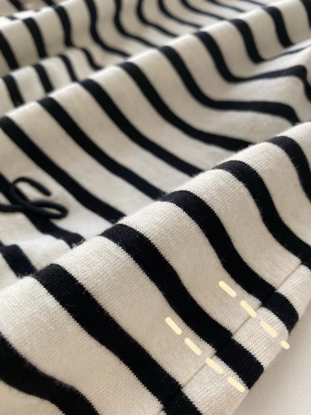 韩系短袖女显瘦,韩国经典百搭方领条纹针织短袖