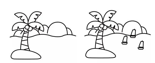 三分钟儿童春天风景简笔画马克笔,海边椰树风景简笔画图片大全