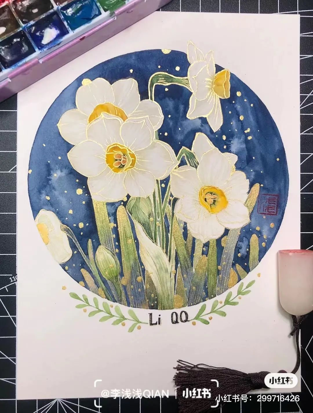 水彩中国风风景简单,古风水彩花卉简单又好看