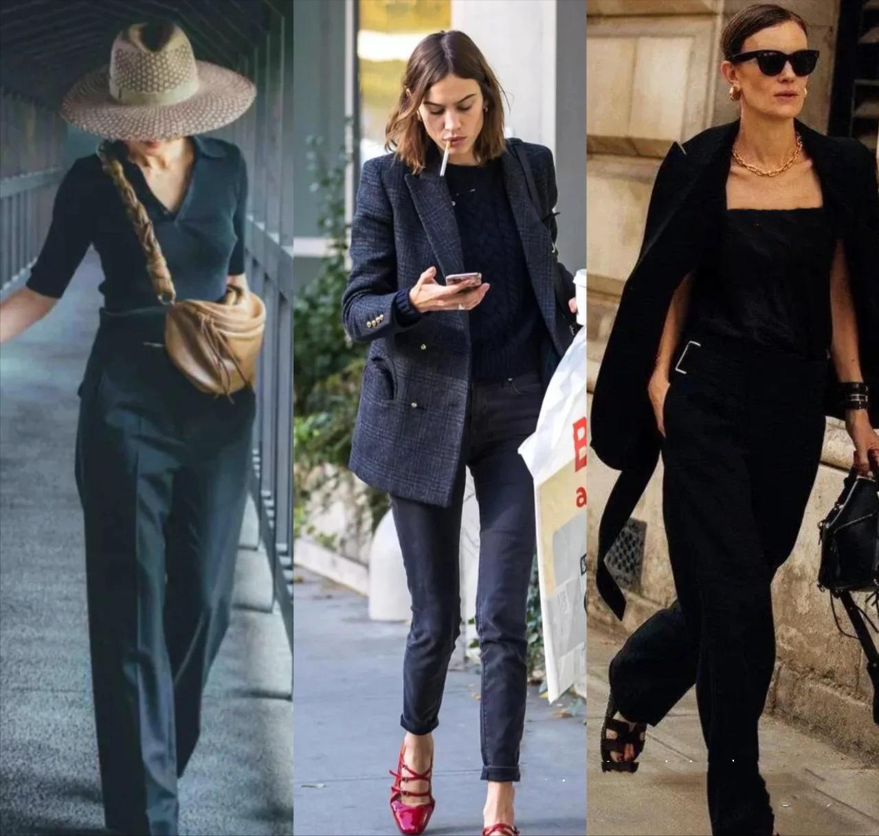 黑裤子和上衣的穿搭,穿搭分享一条黑色裤子的一周穿搭