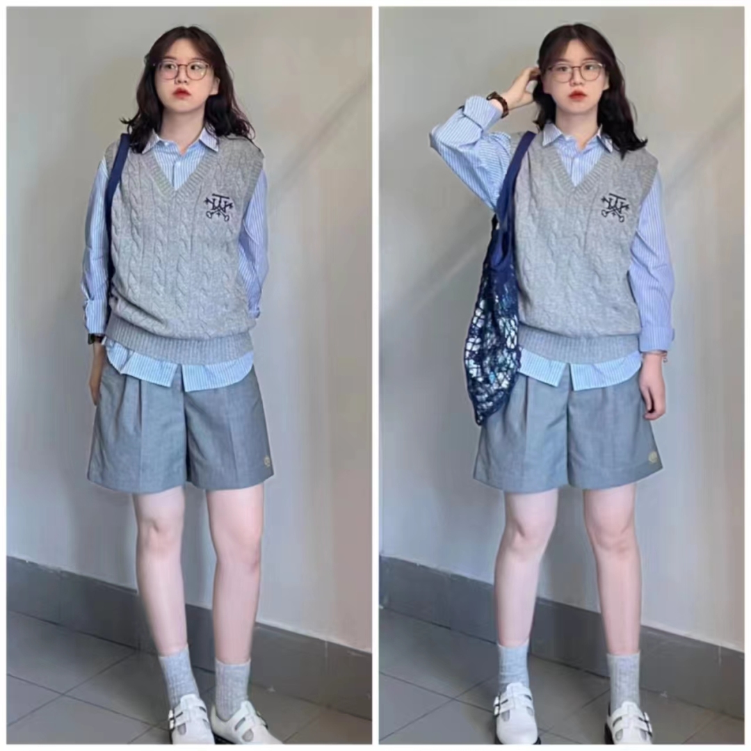 外穿洋气马甲搭格子衬衣,衬衫马甲叠穿什么外套