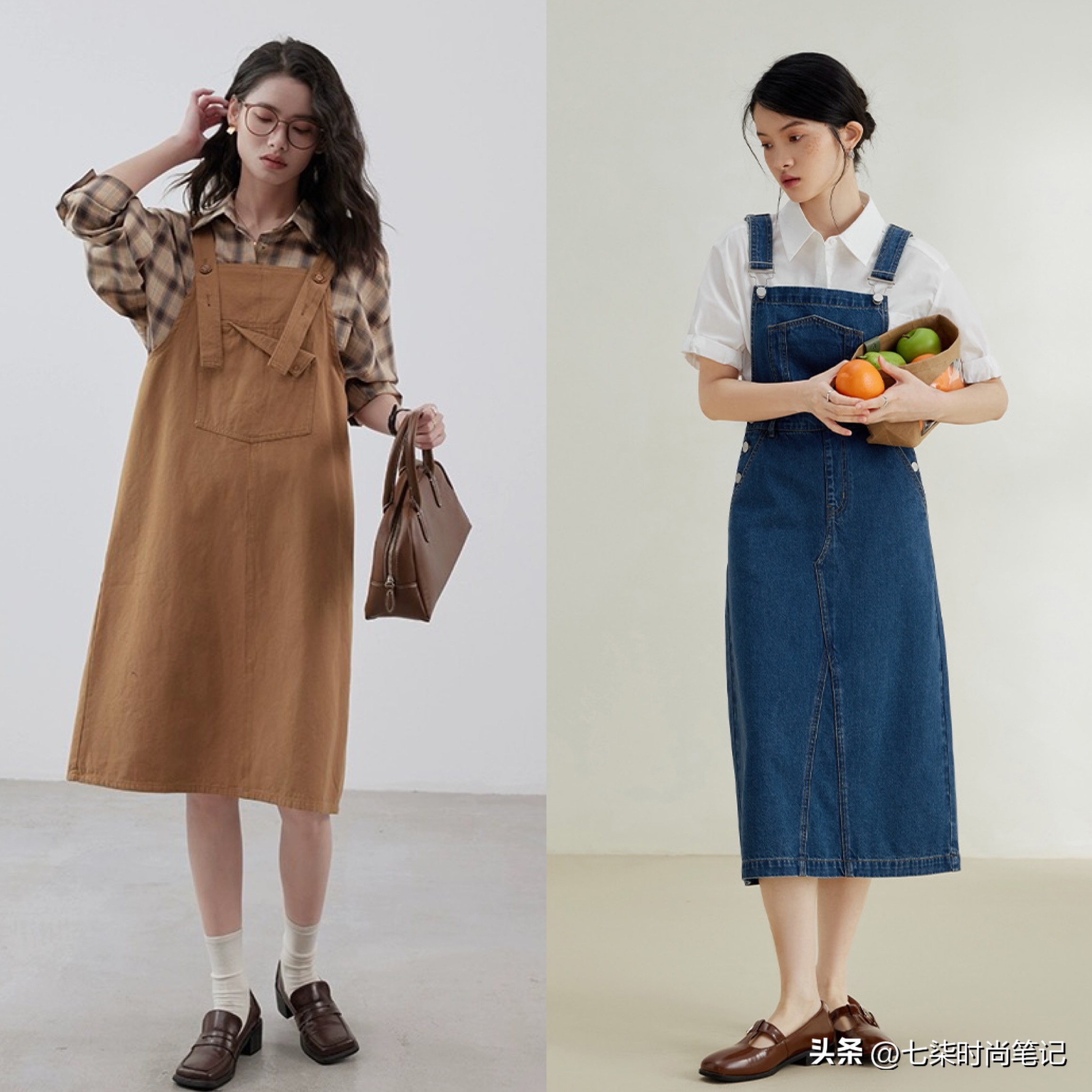 牛仔半裙永不过时,衬衫半裙高级感文艺