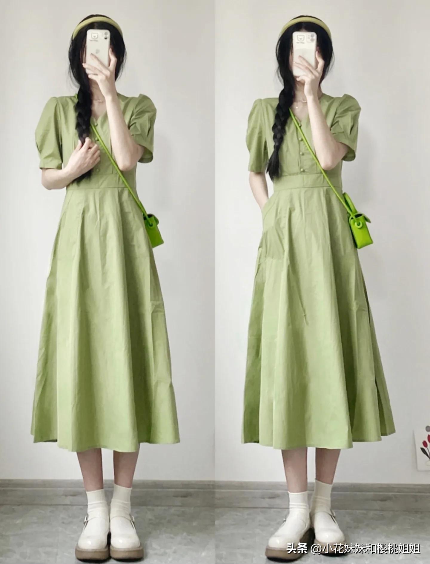 绿色长连衣裙适合什么人穿,绿色连衣裙显瘦又显气质高端